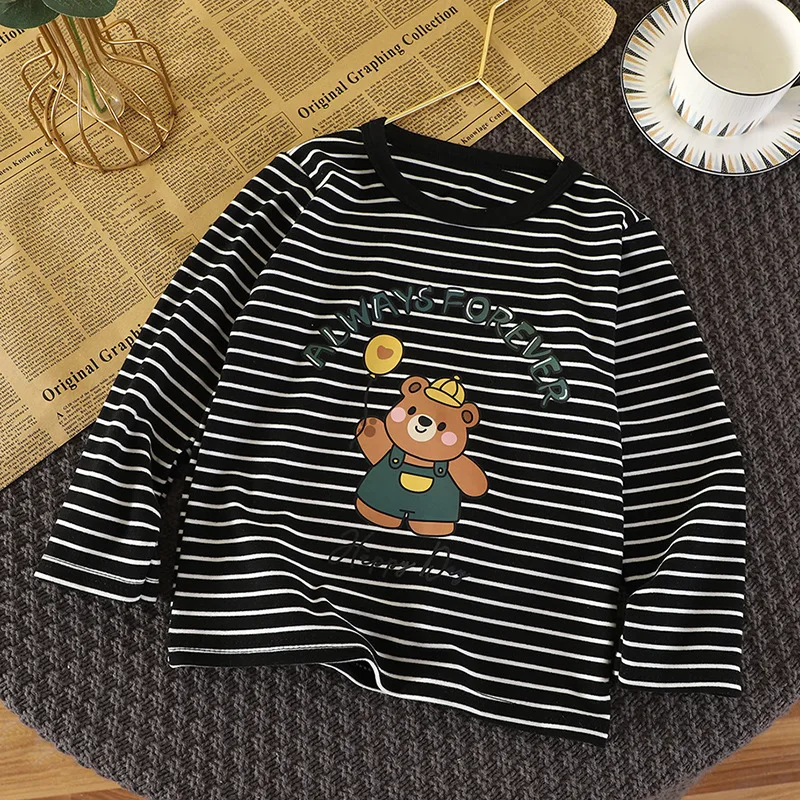 Baby Boys Girls Base Shirts Kids Long-sleeved Warmth Children's Velvet Single Tops Spring Autumn and Winter Clothes