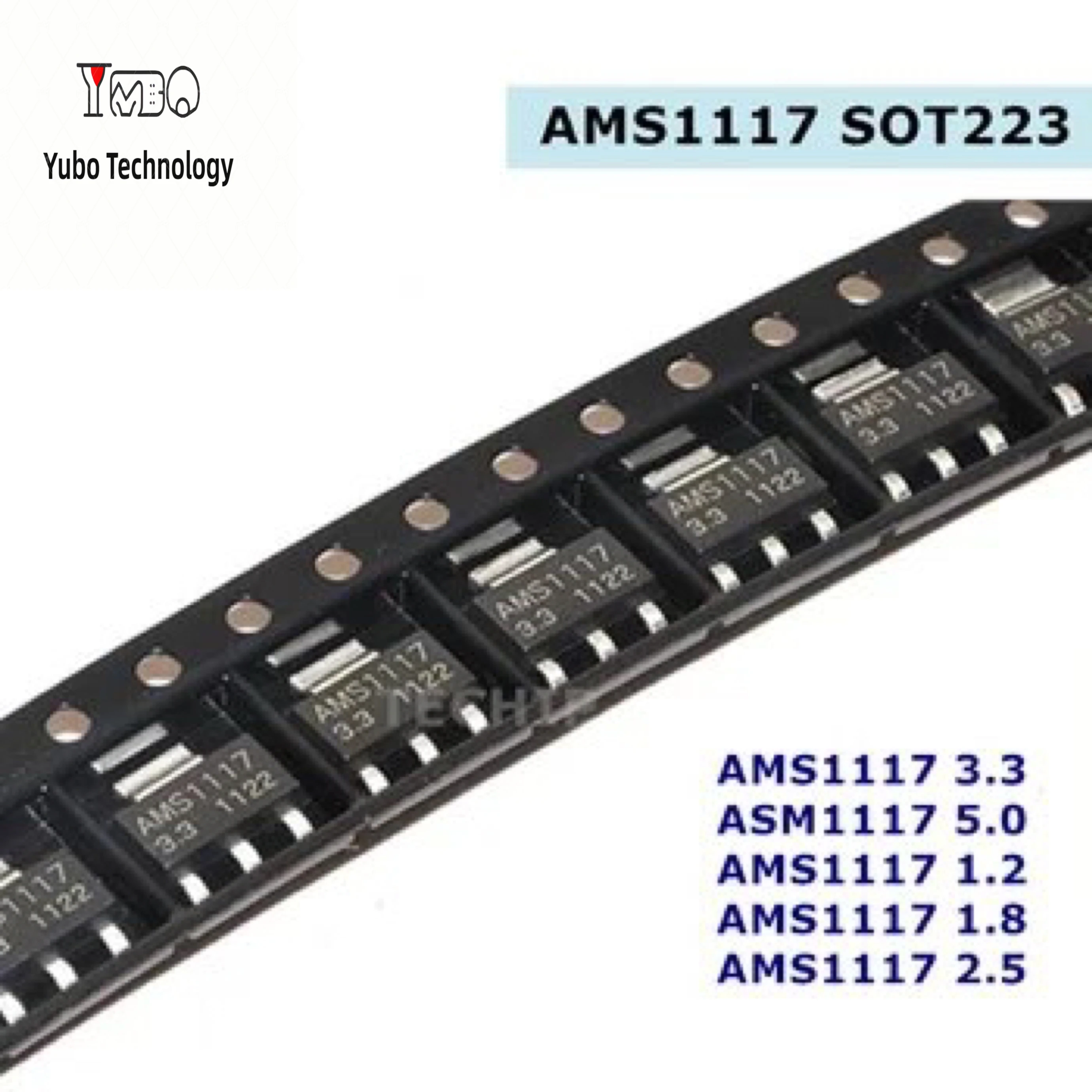 50pcs AMS1117 3V3 AMS1117-1.2 AMS1117-1.5 AMS1117-1.8 AMS1117-2.5 AMS1117-3.3 AMS1117-5.0 AMS1117-ADJ SOT223 Voltage Rugulator