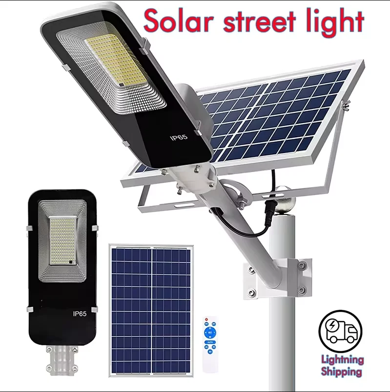 300W Powerful Solar Light Outdoor Solar Street Light 6000mah Waterproof Automatic Dusk to Dawn Street Light For Garage Garden