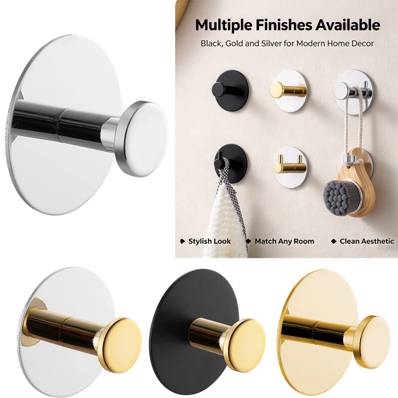 1/4pcs Stainless Steel Hook Self Adhesive Bathroom Wall Door Hook Coat Racks Punch-free Clothes Towel Hanger Home Storage Hooks