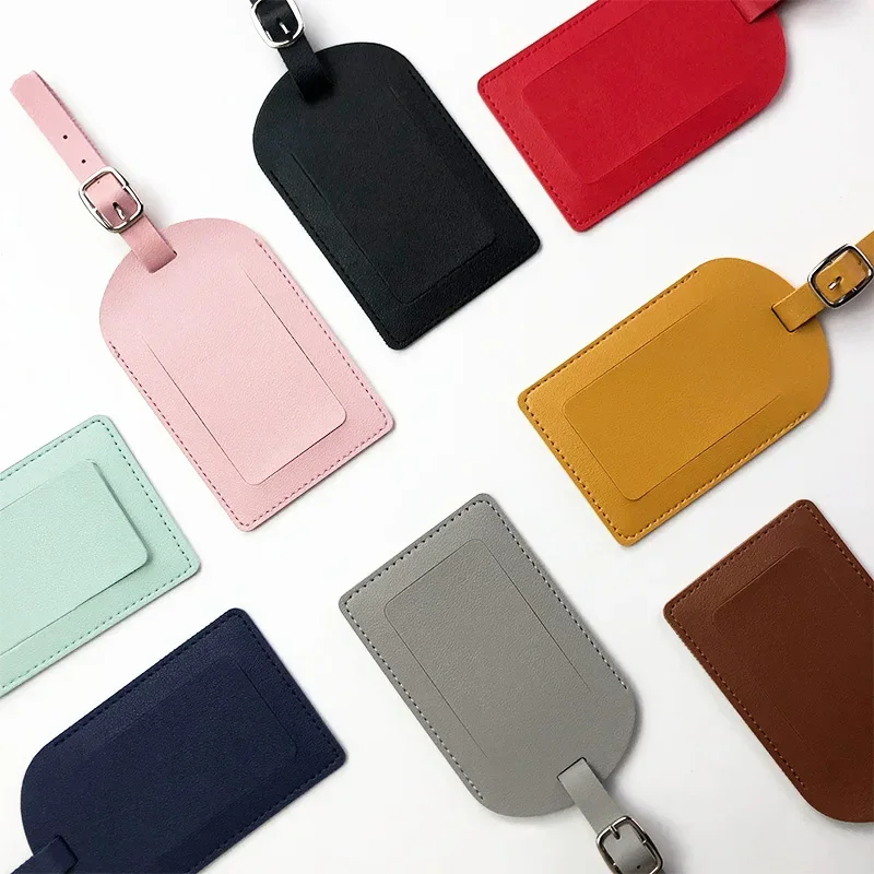 1PC PU Leather Luggage Tag Suitcase Label Women Men Baggage Boarding Bag Tag Name ID Address Holder Travel Accessories