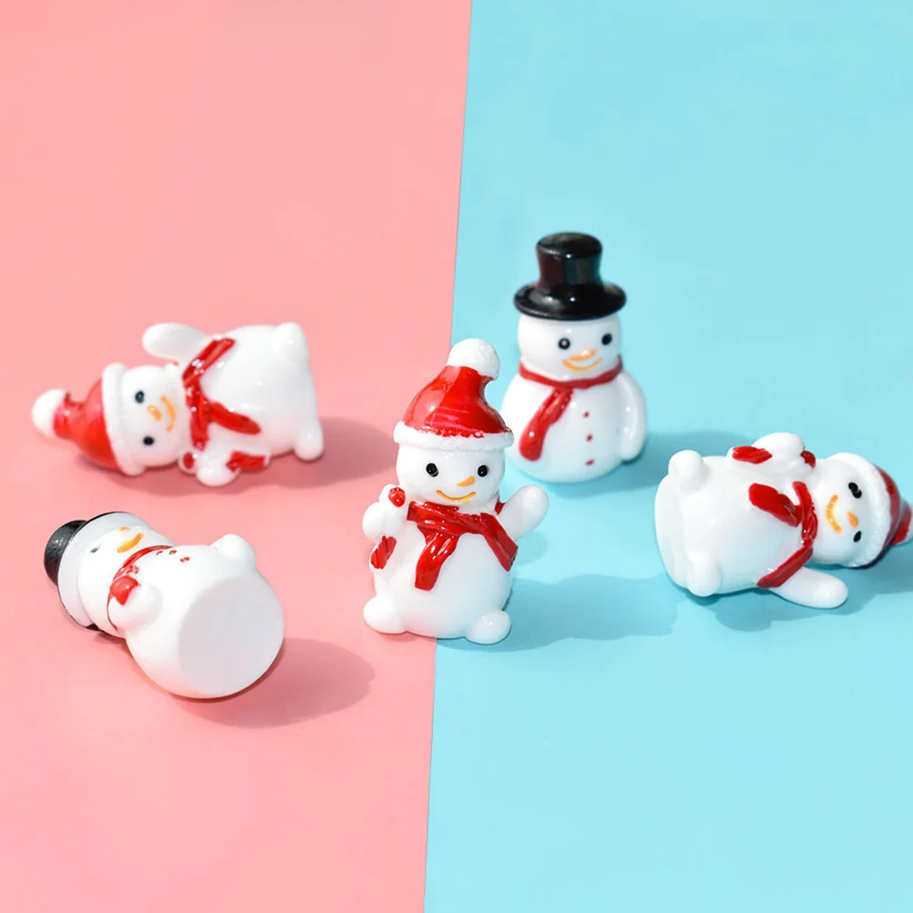 Ornamento de natal mini boneco de neve estátua micro paisagem ornamentos jogar casa brinquedos (chapéu preto + chapéu vermelho) 40 pçs resina de natal