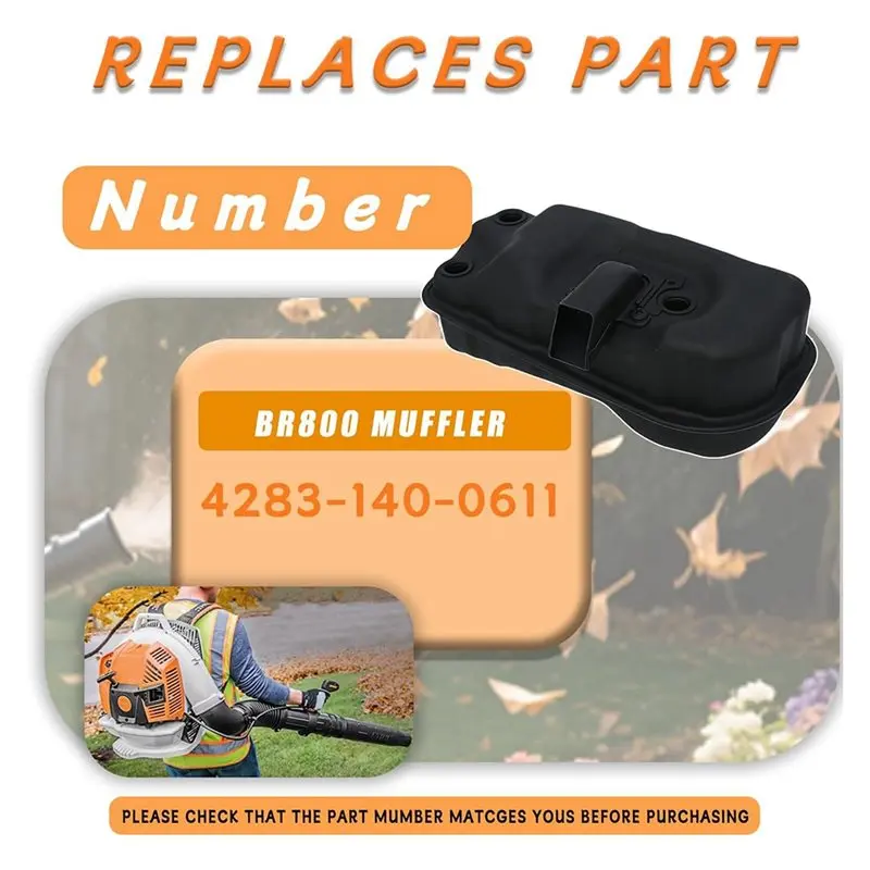 AFOURT-BR800 Muffler Easy Installation For BR800, BR800X, BR800C, BR800C-E Backpack Blowers Replaces OEM 4283 140 0611