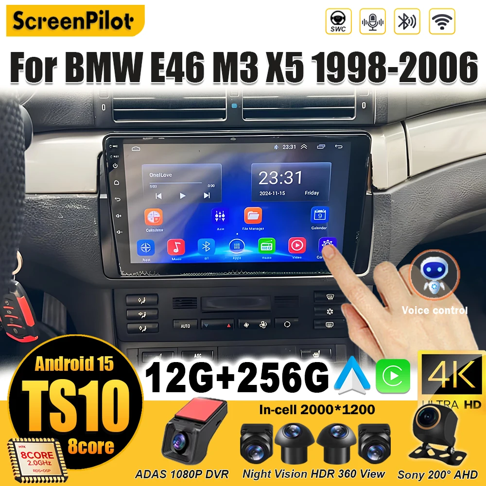 

Android 15 For BMW E46 M3 X5 Car Radio Multimedia Video Player 2 din Stereo Head Unit GPS Navigation Android Auto Touch Screen