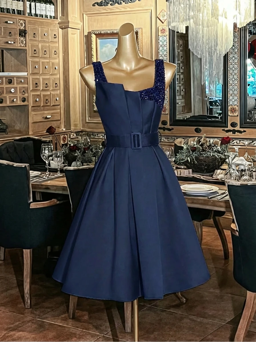 Vestido de princesa elegante francés de verano para mujer, Vestido corto de fiesta con espalda descubierta empalmado y lentejuelas, vestidos elegantes informales sin mangas