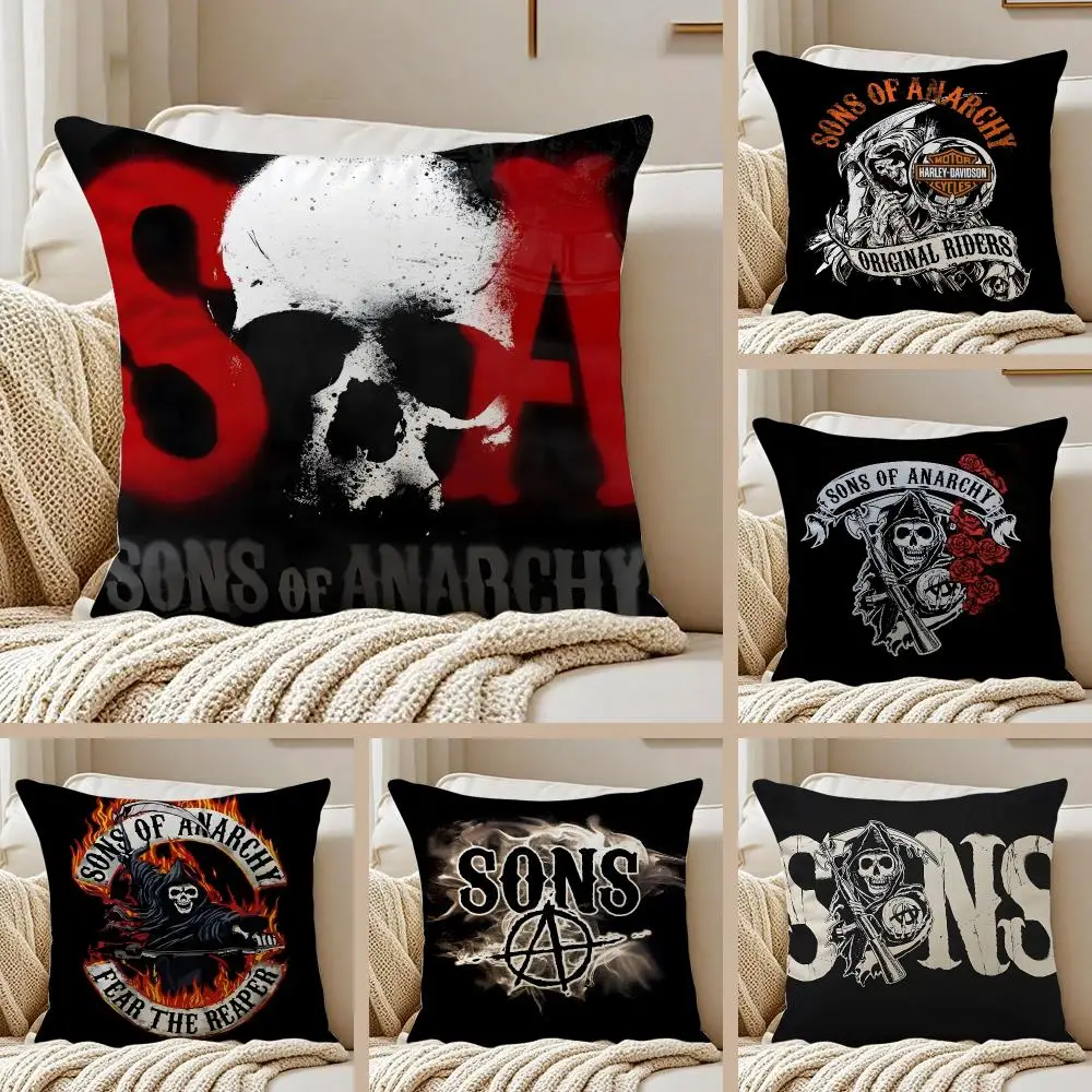 Crime Tv Series S-Sons of Anarchy Cushion Cover Pillowcase Anti-dustmite Invisible Zipper Short Plush Sofa Cushion