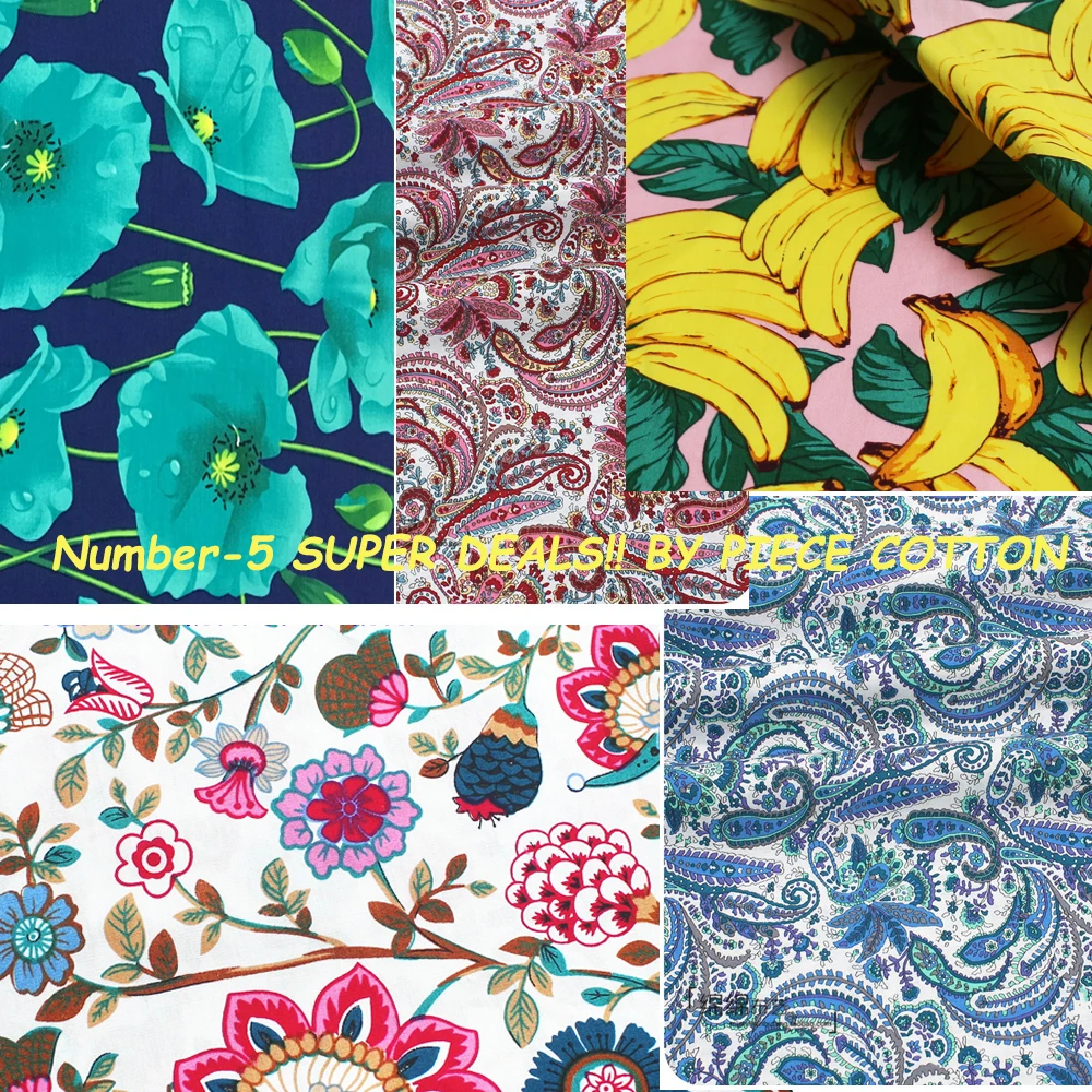 Number-5 SUPER DEALS!! BY PIECE Printed Cotton Poplin Fabric Patchwork