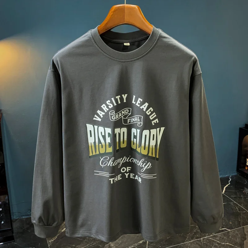 

Свободная мужская рубашка с длинными рукавами, осенняя новая трендовая повседневная толстовка с круглым вырезом и принтом