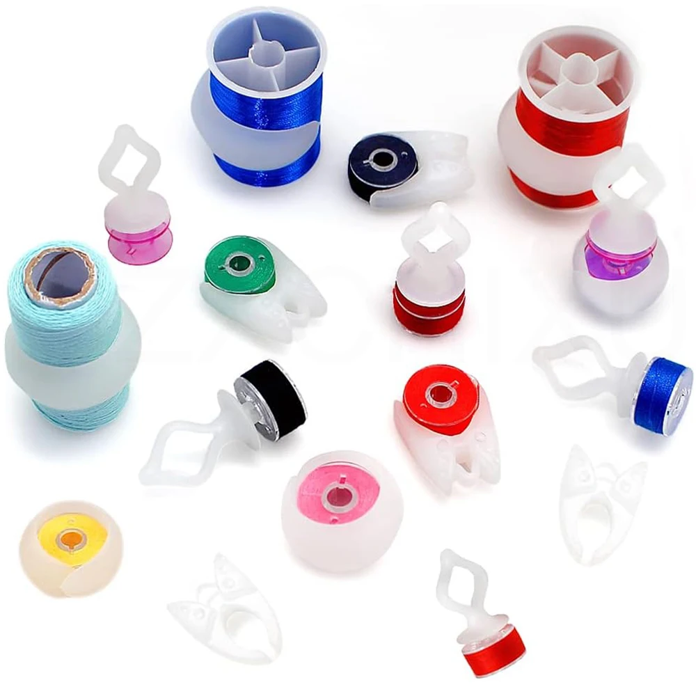 30pcs Silicone Thread Spool Savers, Includes 10 Thread Spool Huggers, 10 Bobbin Clips, 10 Bobbin Holders for Sewing Storage Part