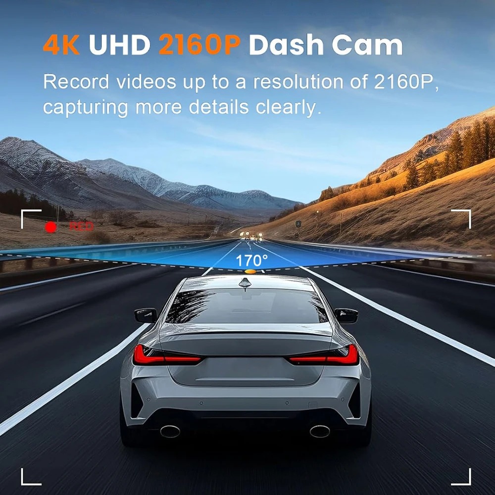ACCEO 4K 차량용 블랙박스 전방 카메라 DVR 야간 시야 GPS WiFi 24시간 주차 영상 녹화 루프링 자동 녹화 기능 탑재 썸네일 2