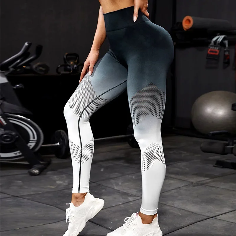 

Seamless Hollow Out Yoga Pants Sports Fitness High Waist Hip-lifting Nude Feel Running Trousers Workout Gym Leggings for Women