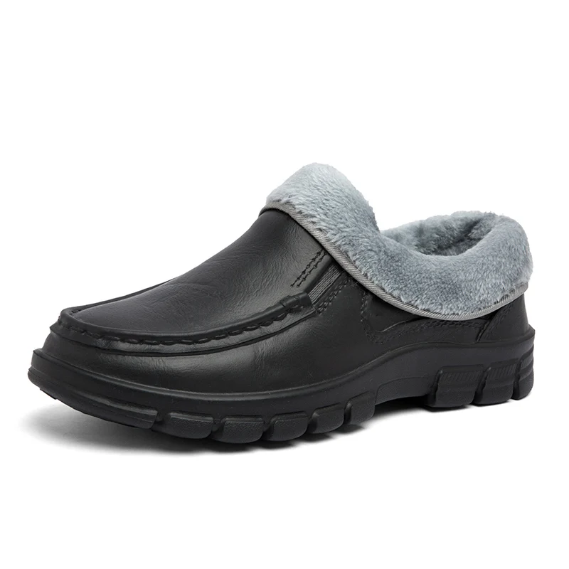 

Мужская зимняя теплая хлопковая обувь, водонепроницаемая противоскользящая маслостойкая повседневная легкая обувь из ЭВА для шеф-повара, черные туфли на плоской подошве