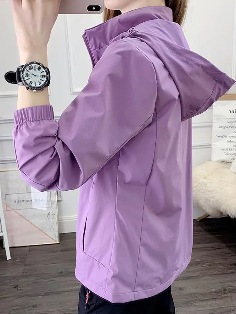 

Purple Runing Jacket Women Windbreaker 2022 Spring Casual Sunscreen Jacket Women's Sports Nylon Outdoor Jacket Hiking Sporty Top