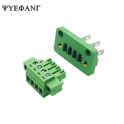 2sets 2EDGWB-3.81 Through Wall Plug in Terminal Blocks Connector 3.81mm 2/3/4/5/6/7/8/10/12pin with Flange Male+Female Socket