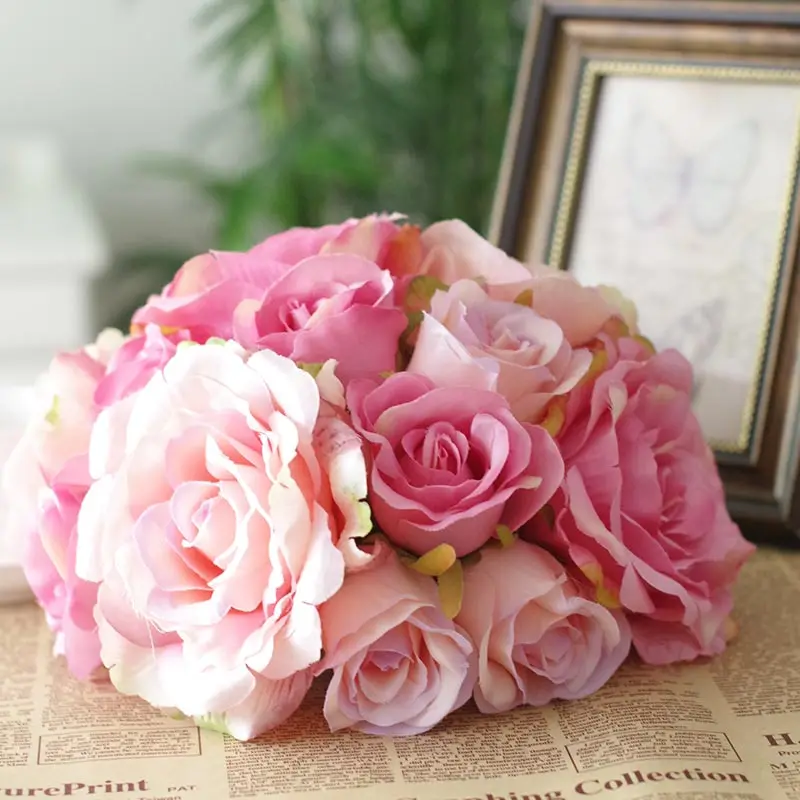 

30pcs/lot High-touch Artificial silk rose head wedding home party DIY decoration flower accessories photography background props