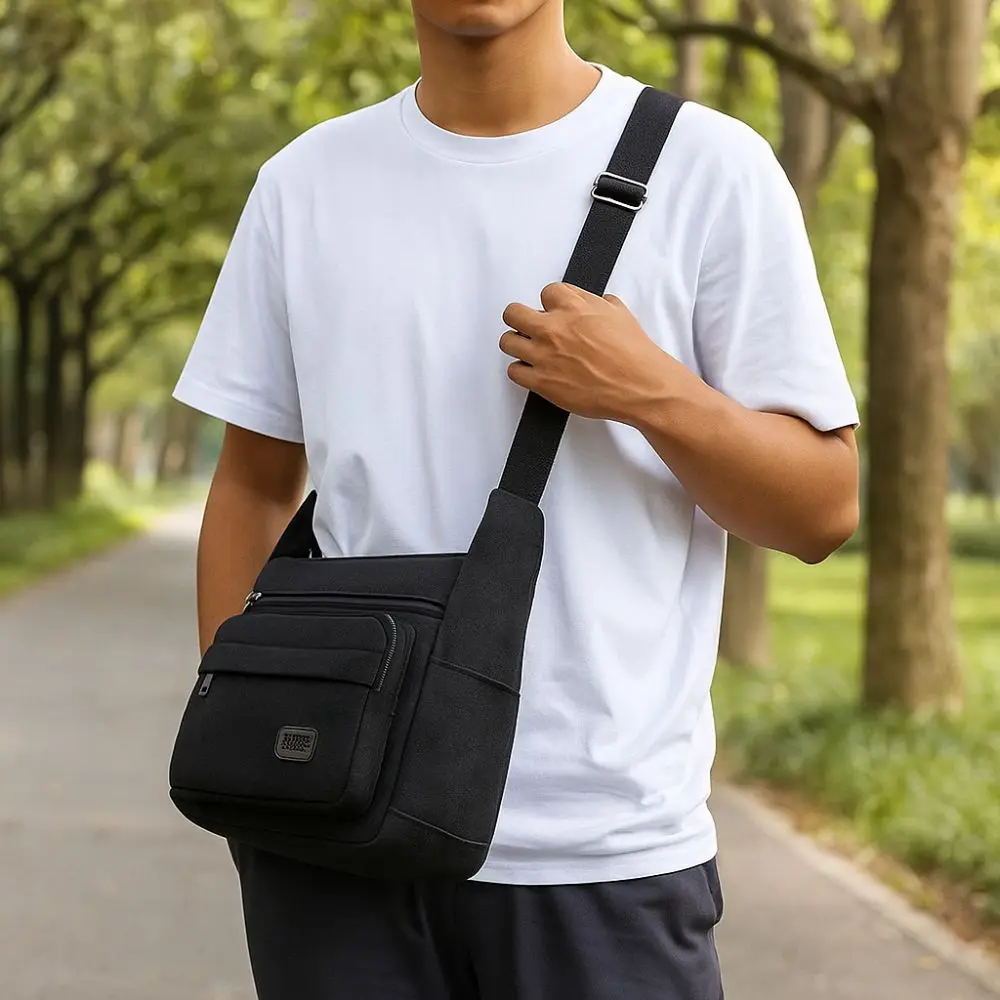 

Высококачественная парусиновая сумка через плечо большой вместимости, износостойкая сумка-мессенджер с несколькими отделениями, прочная сумка через плечо на каждый день