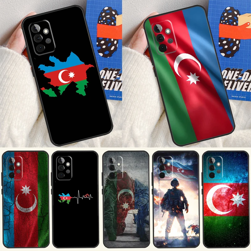 Azerbaijan Flag For Samsung Galaxy A05 A06 A16 A54 A34 A14 A55 A35 A15 A53 A33 A13 A22 A32 A52 Phone Case