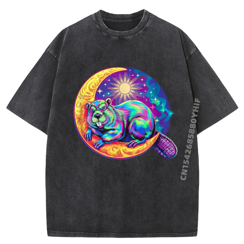 

Футболки Celestial Beaver Lounging On A Design, женские хлопковые футболки для бойфренда, топы, семейные потертые топы большого размера