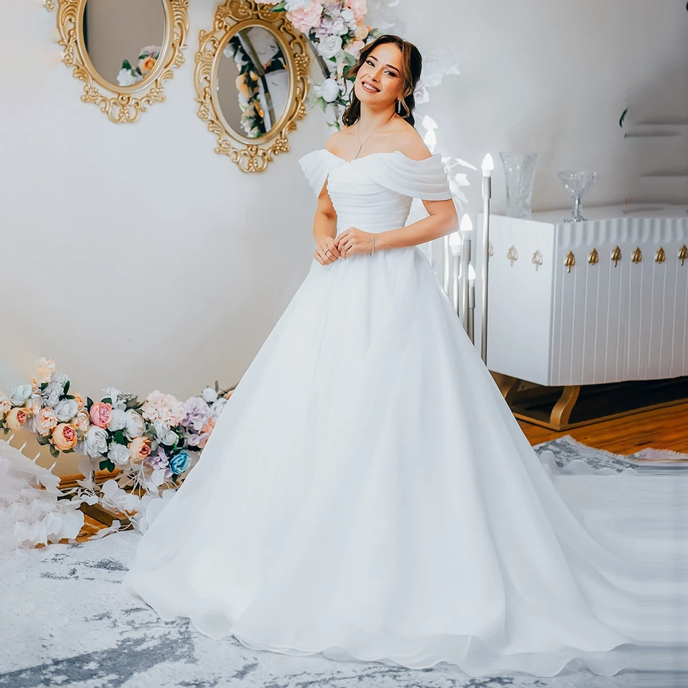 

Customized Sweetheart Cap Sleeve Wedding Dress A-Line Peals in Waistband Back Zipper Bridal Gown robe de mariée