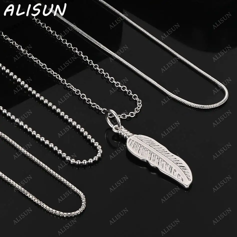 

ALISUN 40-75 см стерлингового серебра 925 пробы кулон в виде листа ожерелье для женщин и мужчин подарок на годовщину популярные дикие модные романтические украшения