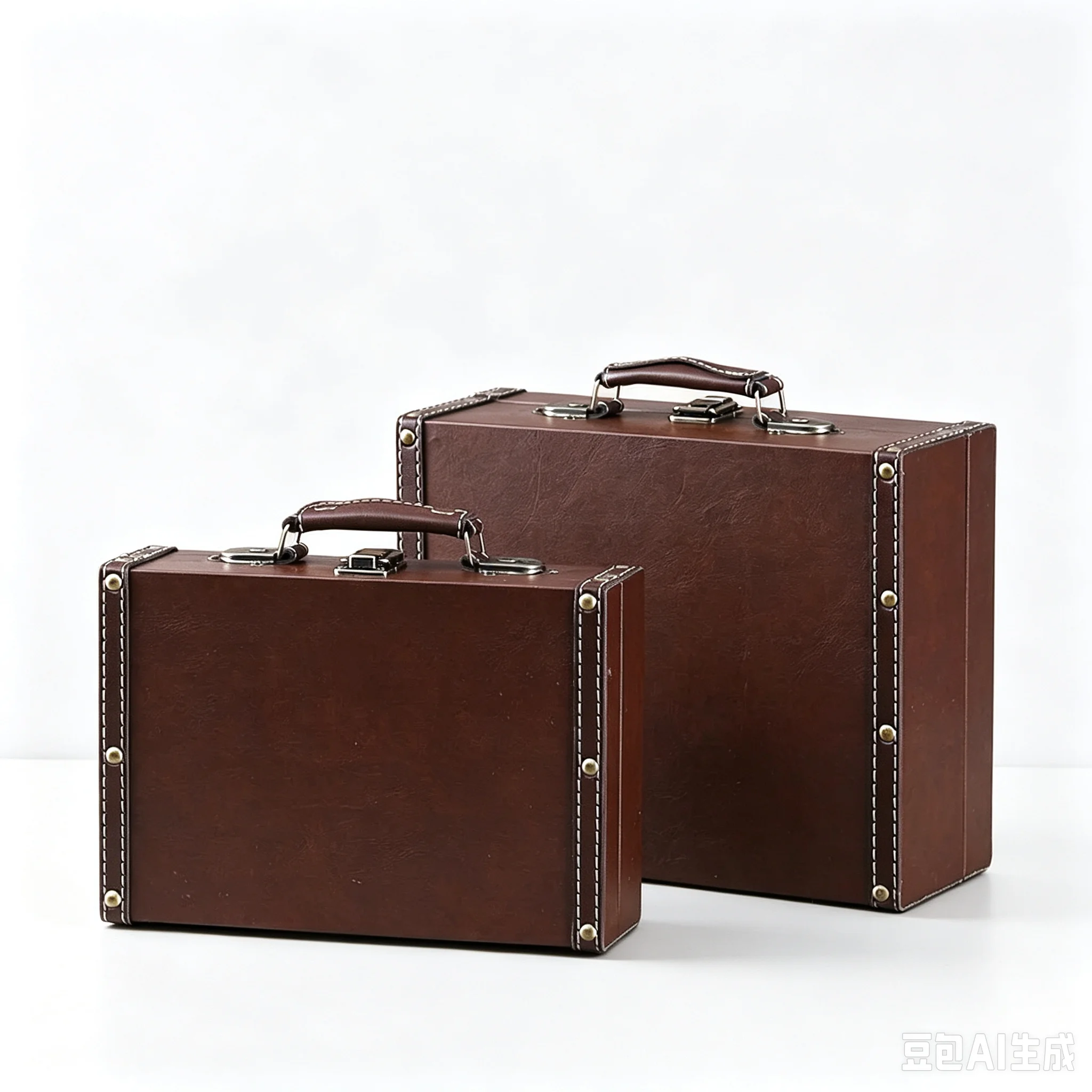 European-style Leather Handbag Box Wooden Vintage Storage Case Photography prop Household Window Display