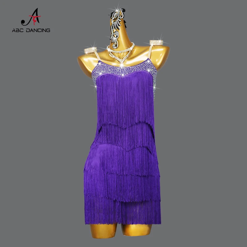 2024 New Latin Dance Fringe Dress Sexy Female Competition Costume Ballroom Practice Wear Girls Plus Size Cabaret Kids Customized