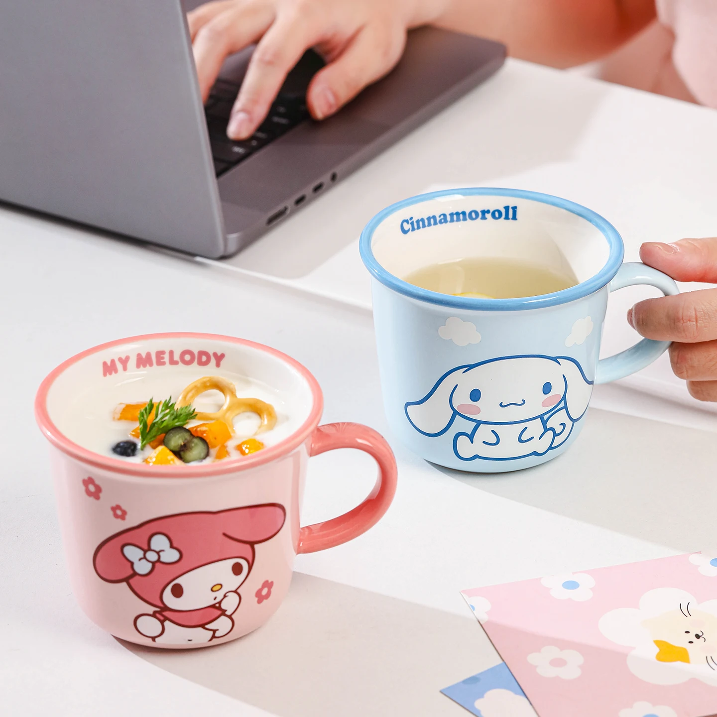 340Ml Cartoon Sanrio Hello Kitty My Melody Cinnamoroll Kuromi Ceramics Mug Pretty milk Cup kitchen supplies Child Birthday Gift