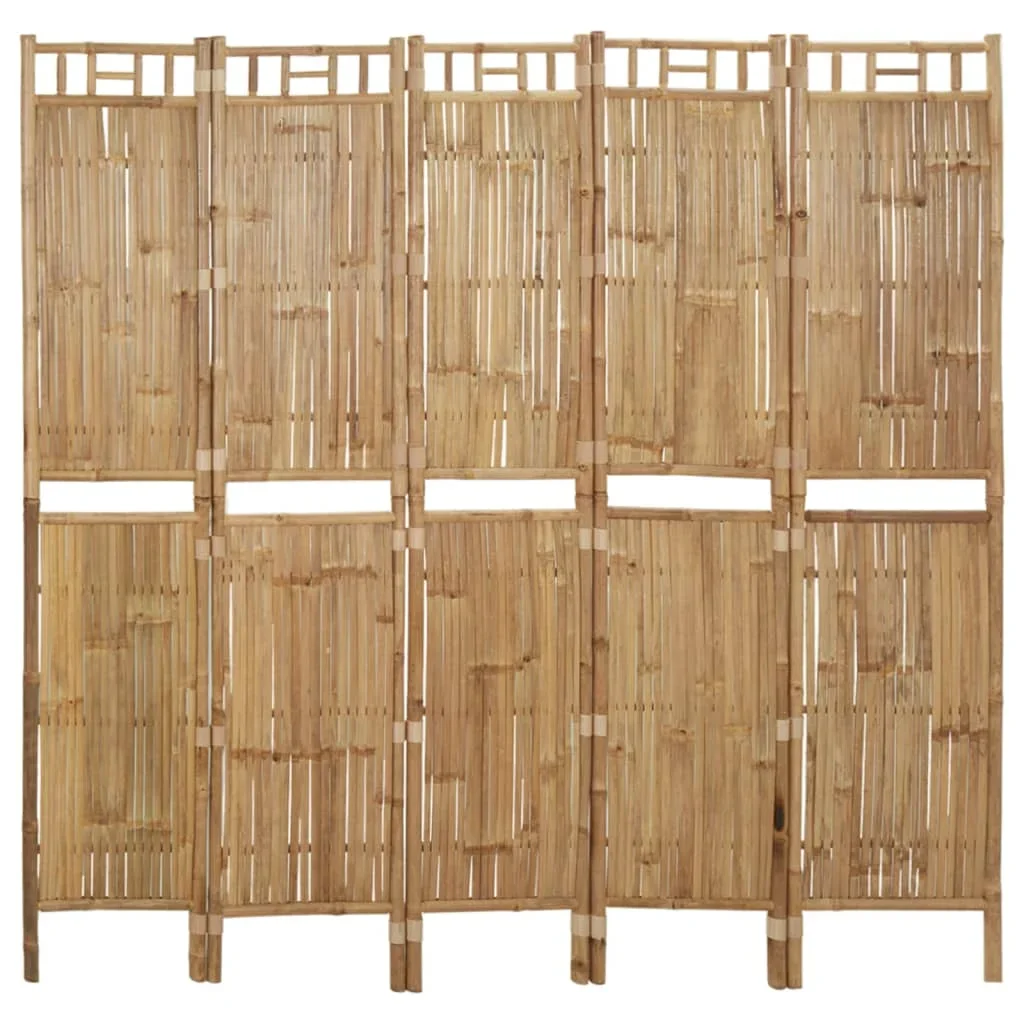 Vidaxl 5-Panel Room Divider Bamboo 200X180 Cm Privacy Screen,Blackout Screen,Interior Decoration