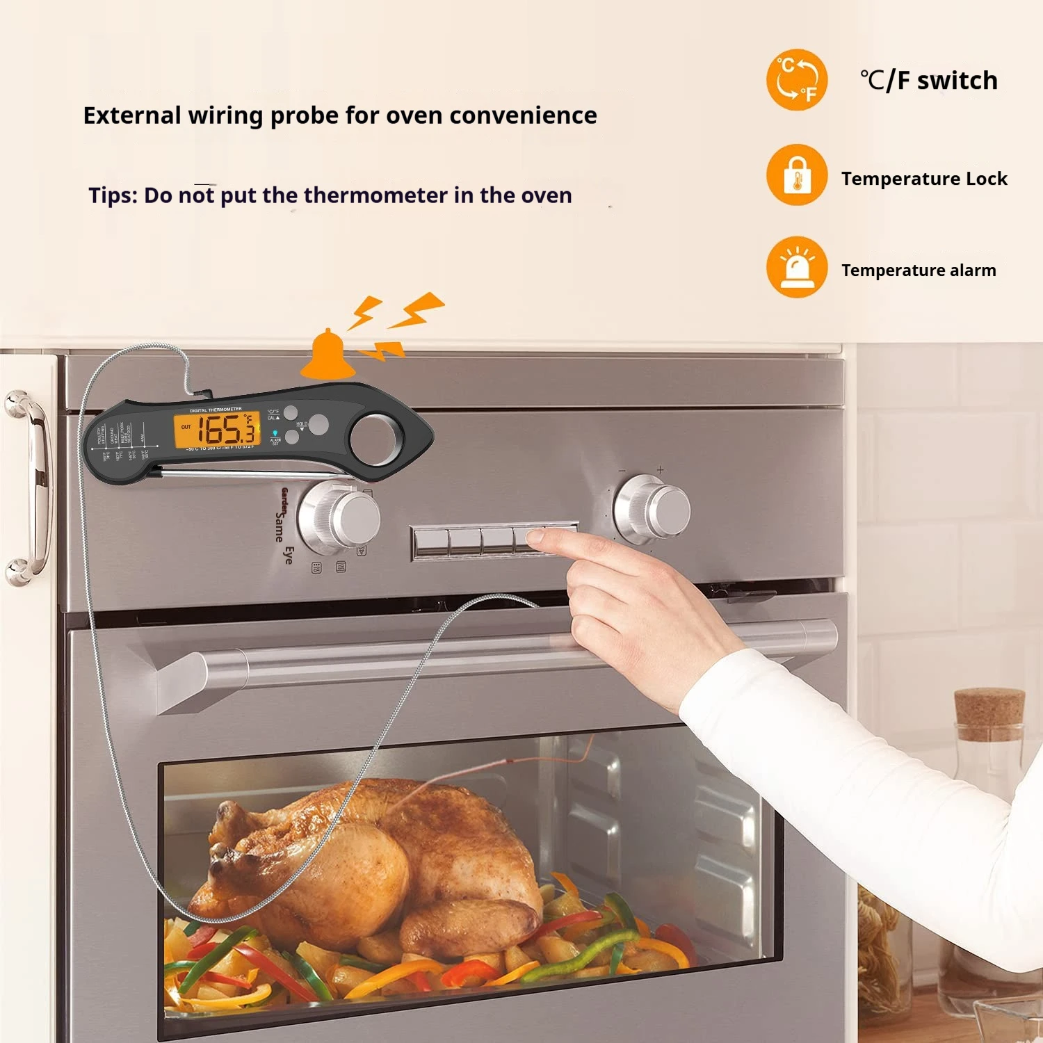Food Meat Thermometer 2 In 1 Long Cable Cooking Precise Fast Digital Food Milk Thermometer Kitchen Oven Kit Waterproof Tools