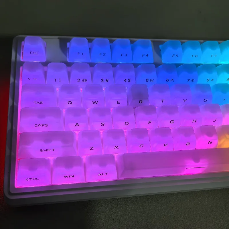 White key cap MDA height small full set 119 key side engraved characters PC semi transparent luminous