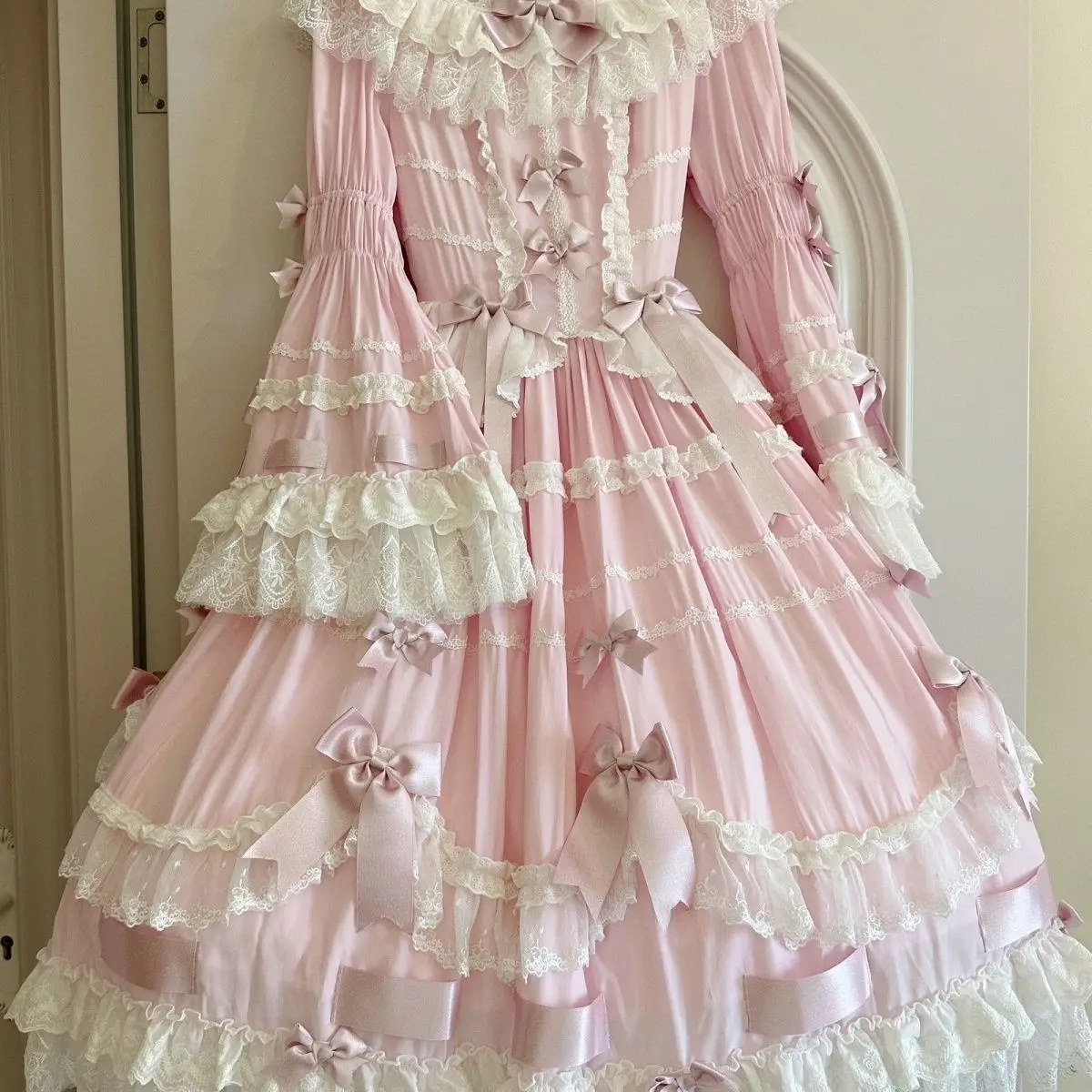 

Lolita Pink Mid-Length Women's Dress (Including Skirt Headdress Trailing