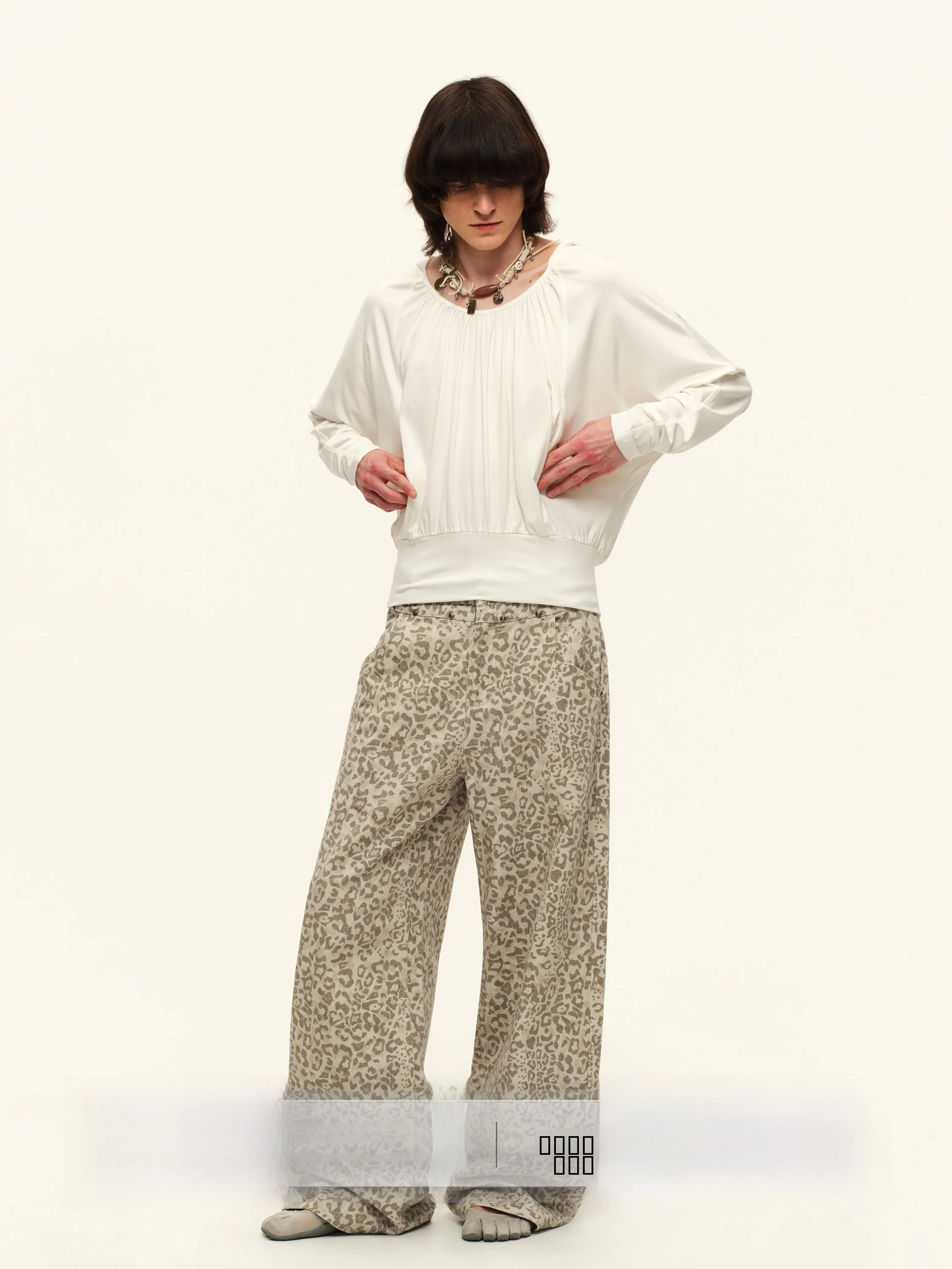 

Retro Leopard Print Loose Straight Leg Casual Pants Women's Spring Autumn Medium Low Waist Tapered Pants Asymmetrical Zipper ...