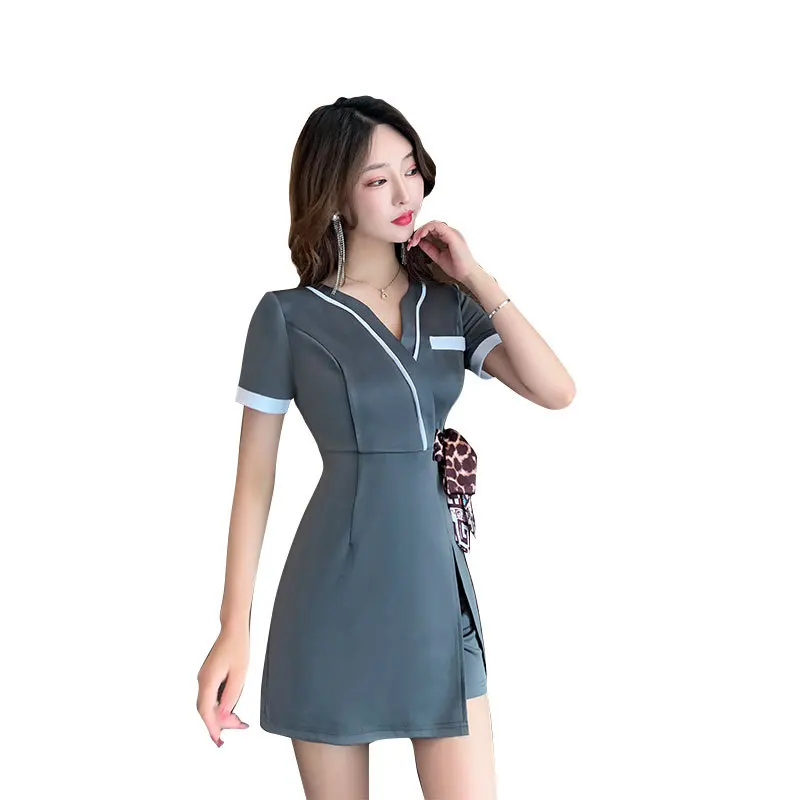 Woman Work Clothes Suit Hotel Waiter Beauty Salon Spa Massage Nail Cafe Sexy Foot Bath Sauna Technician Overall Skirt Uniform