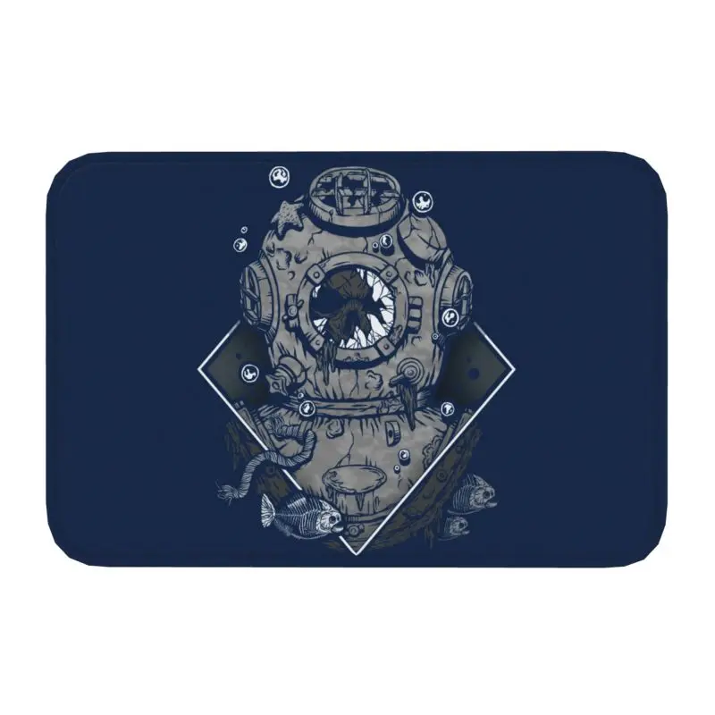 Personalized Scuba Diving Skull Doormat Mat Anti-Slip Occult Forgetfulness Bath Kitchen Bedroom Rug Carpet 40*60cm