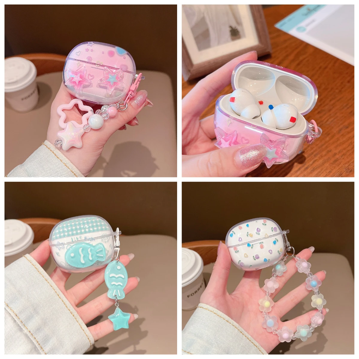 Cartoon /Flower case For Redmi Buds 8S Case buds8lite buds8active buds8pro Fashion with Keychain Silicone Earphone Cover