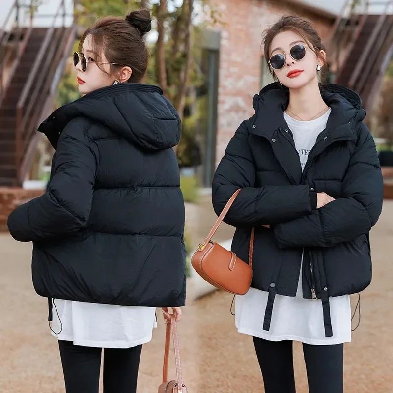 Purple Cotton Coat Short Down Cotton Coat Women Autumn Winter 2024New Fashion Korean Version Thickened Cotton Coat Loose Outcoat