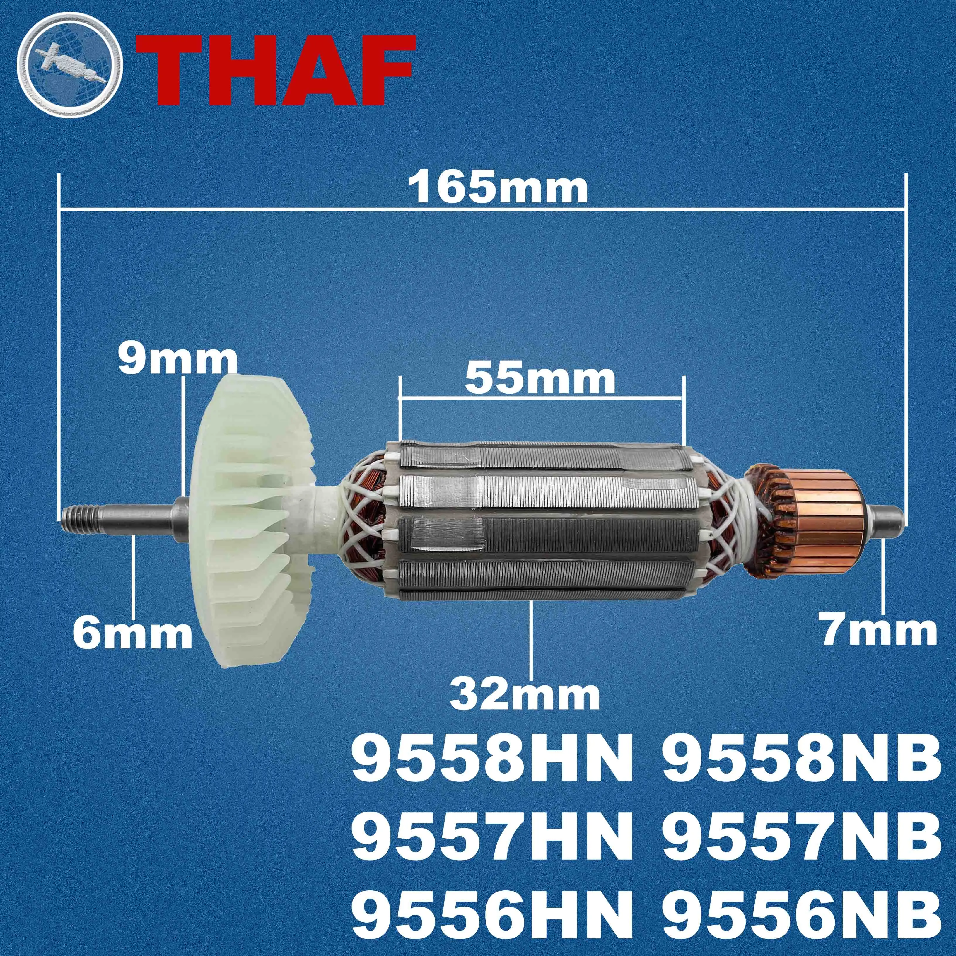 AC 220V 240V 9556NB 9556HN 9558NB 9558HN Armature Rotor For MAKITA 9556 9557 9558 Angle Grinder Spare Parts Grinder 510107-9