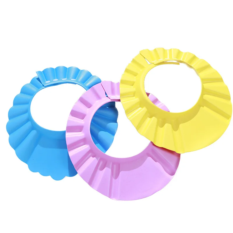 Soft Adjustable Baby Shower Cap with Ear Protection Waterproof Hair Washing Shield for Toddler Kids Bathing Shampoo Hat