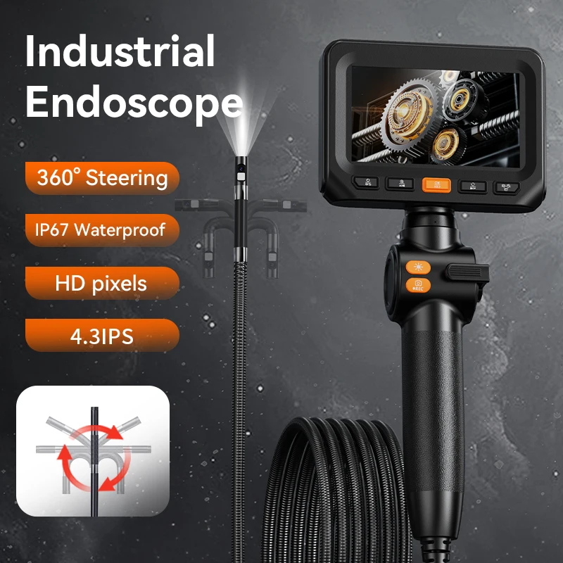 OEM/ODM 4.3 Inch Dual Lens 1.5m Semi-Rigid Borescope Inspection Camera Industrial Endoscope for Car Borescope Inspection CMOS