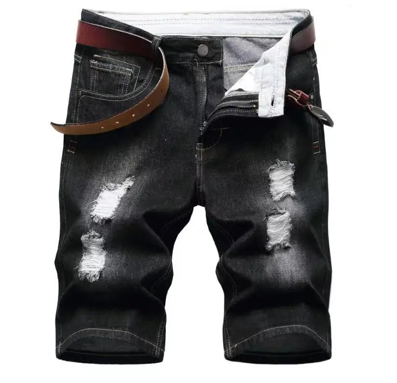 Pantalones vaqueros cortos para Hombre, Jeans elásticos, azul oscuro, diseño de moda, ajustados, rectos, novedad de verano, 2024