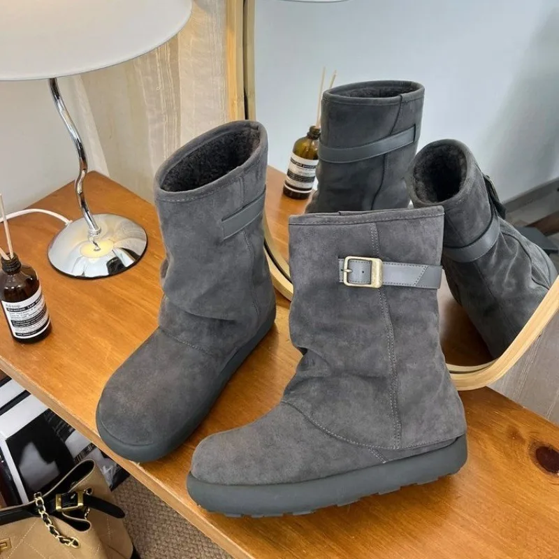 

Vintage Snow Boots Women's 2025 Winter Belt Buckle Plus Fleece Booties