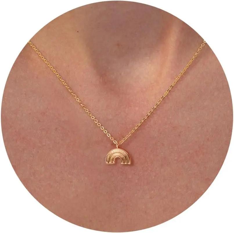 Gold Necklace for Women 14K Gold Plated Italian Horn Star of David Butterfly Sun Lotu Volleyball Baseball Cowboy Boots Necklace