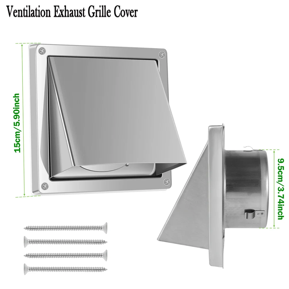 

304 Stainless Steel Outlet Heating Cooling Vents Cap 4 Inch Dryer Vent Cover Air Vent Ducting Ventilation Exhaust Grille Cover