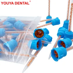 50pcs Blue Dental Mixing Tips 10:1 punte dentali usa e getta per materiale da impronta gomma siliconica laboratorio che trasporta il tubo della testa di miscelazione