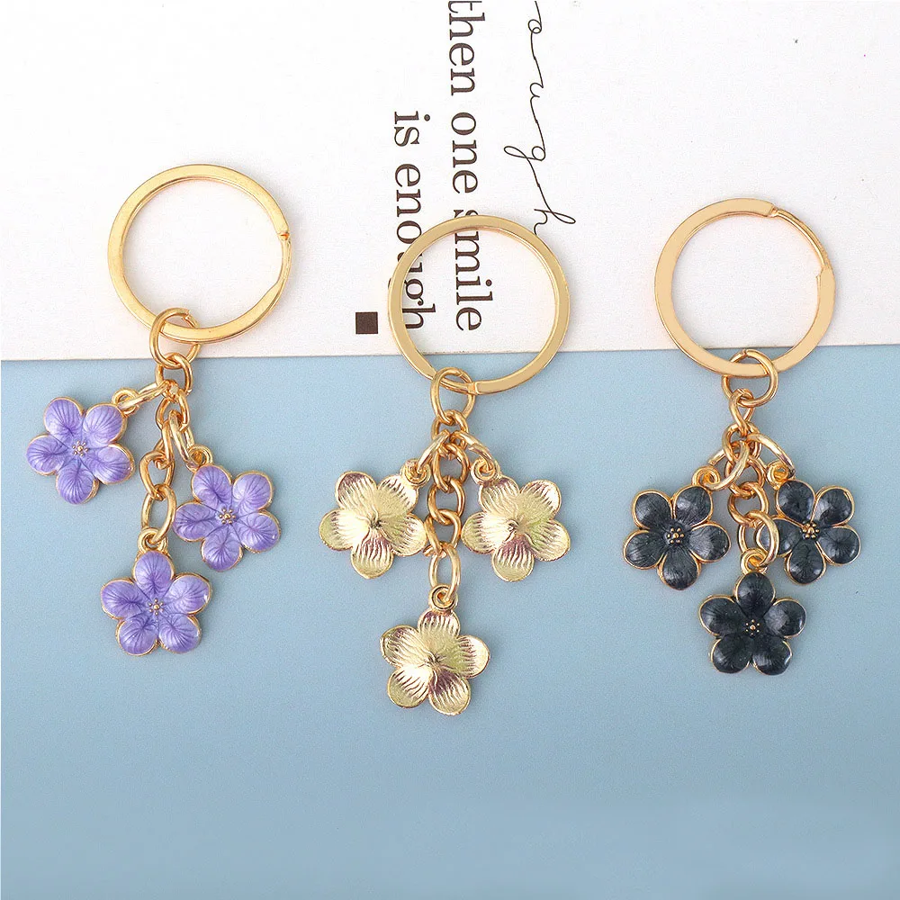 Cute Plant Keychain Sakura Flower Key Ring Enamel Key Chains For Women Girls Handbag Accessorie Car Keys DIY Sweet Jewelry Gifts image 5