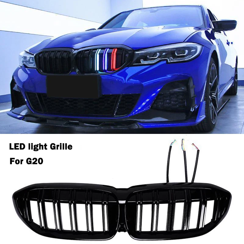 3 Color Lamp With Light Front Grille Grill Bumper For BMW 3 Series G20 G21 2019-2022 Year 320d 330i  340d 340i