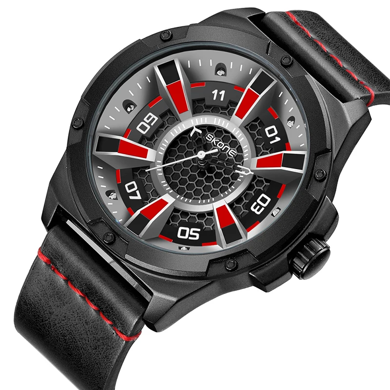 SKONE Orologio al quarzo da uomo con quadrante grande, sportivo, alla moda, alla moda, in stile europeo e americano, colori contrastanti