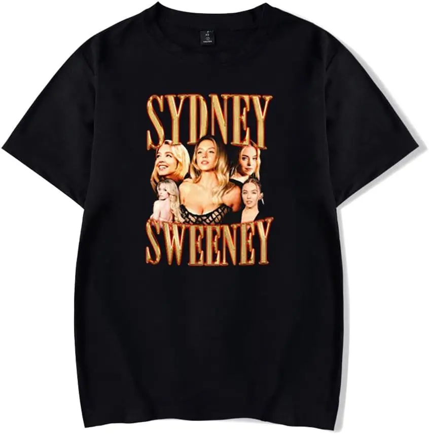 

Sydney Sweeney T-Shirt Vintage Crew Neck Fashion Short Sleeve Unisex Casual Tops Tees