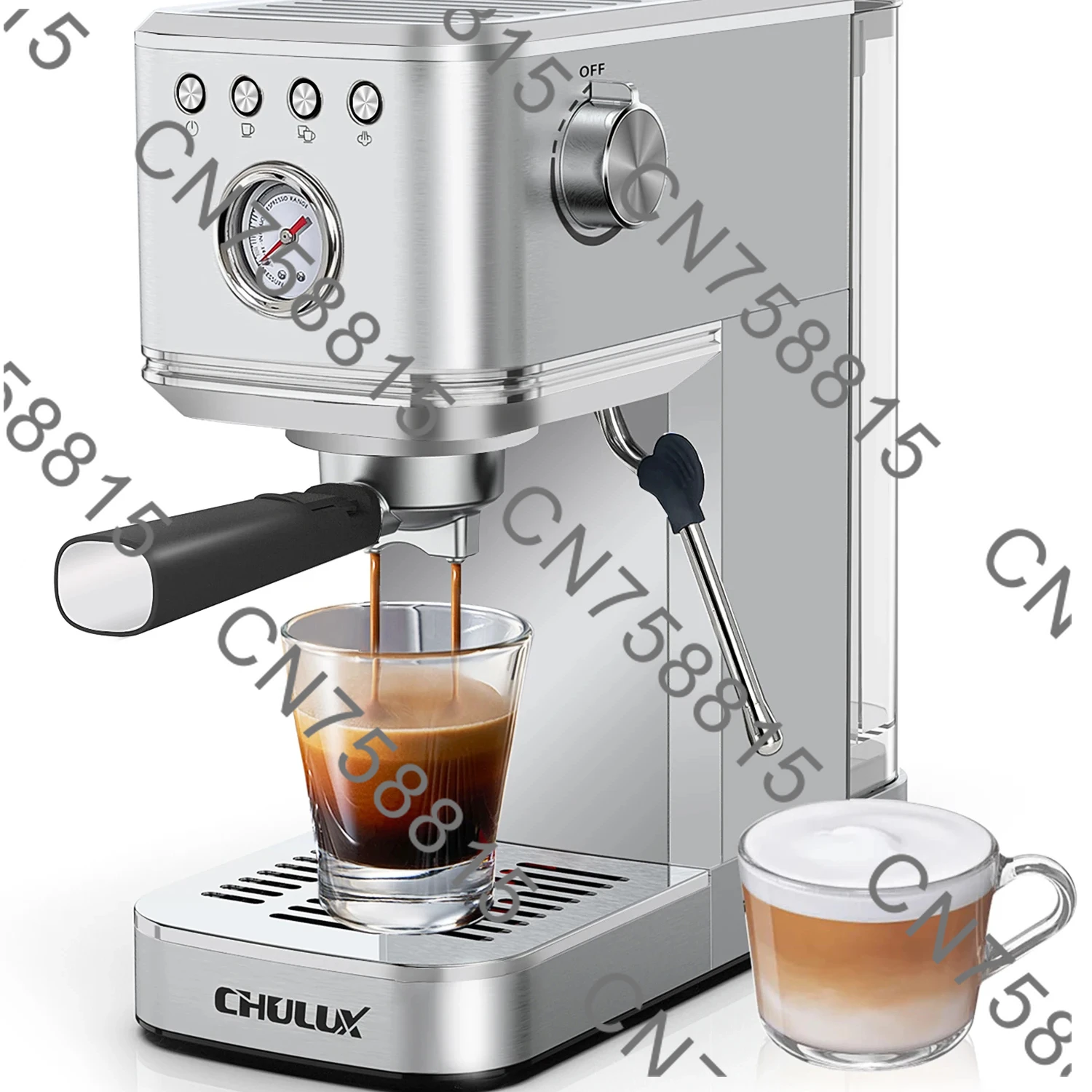

CHULUX 20 Bar Espresso machine with milk foam steam bar, semi-automatic stainless steel espresso machine