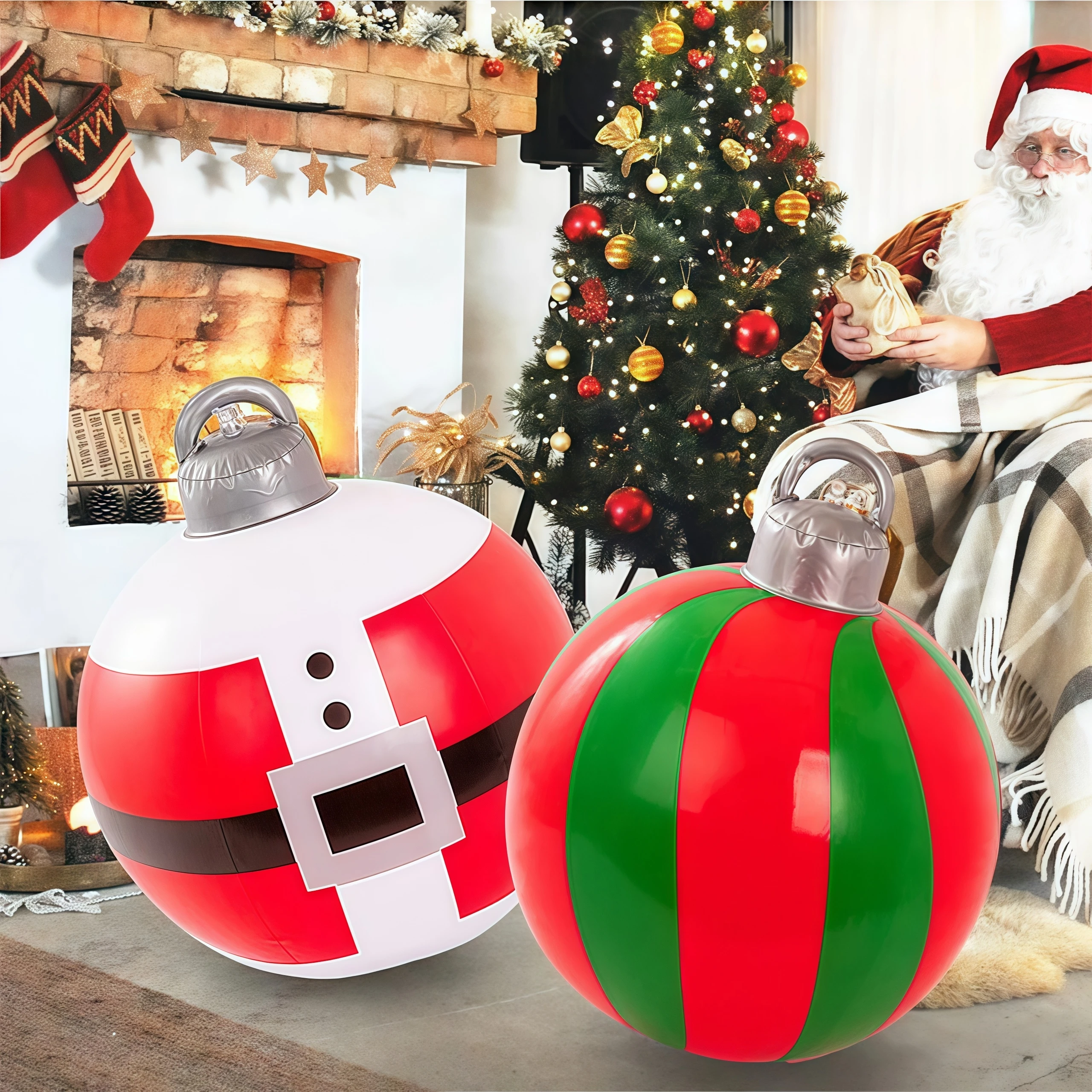 40cm Aufblasbare Weihnachtskugel für Draußen PVC Riesige Große Kugeln Weihnachtsbaum-Dekorationen Spielzeugkugel Ohne Licht Ornament